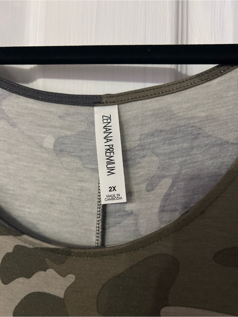 Zenana Outfitters Camo Tank Top in Olive Green, Gray - Picture 2 of 3